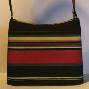 Rainbow stripe small handbag hard sided canvas